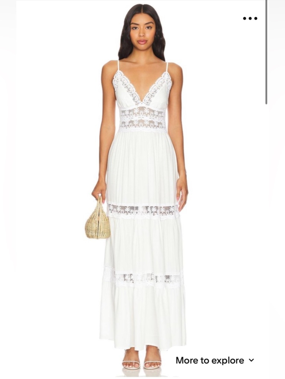 REVOLVE White Lace-Trim Spaghetti Strap Maxi Dress